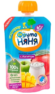 Фруто Няня пюре яблоко/манго/йогурт 90г (Прогресс)