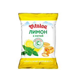 Виталор леденцовая карамель лимон/мята/вит С 60г (Гуслица)